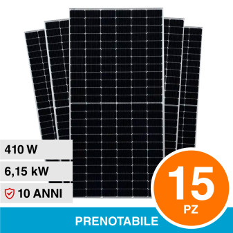 V-Tac VT-410 Kit 6,15kW 15 Pannelli Solari Fotovoltaici Slim 410W 108 Celle IP68 - SKU 11551