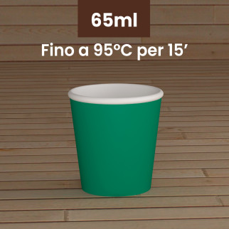 Bicchierini da Caffè in Carta Riciclabile Colore Verde da 65ml - Confezione da 50 Bicchieri
