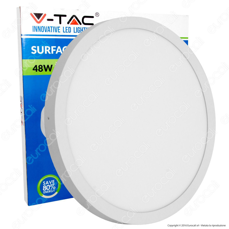 V-Tac VT-6148 Pannello LED Rotondo 48W SMD a Montaggio Superficiale V-Tac VT-6148 Pannello LED Rotondo 48W SMD a Montaggio Superficiale