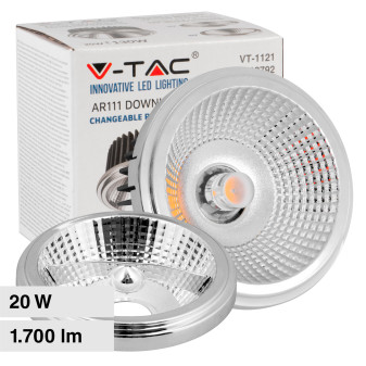 V-Tac VT-1121 Lampadina LED GX53 20W Faretto AR111 Downlight COB - SKU 212792 / 212793 / 212794
