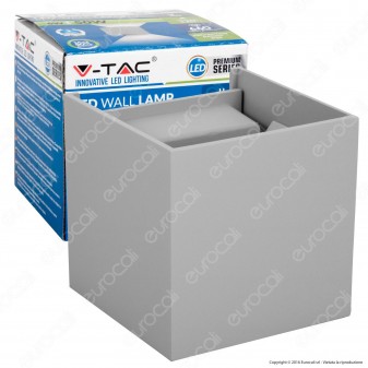V-Tac VT-759 Lampada da Muro Wall Light Grigia con Doppio LED COB 6W