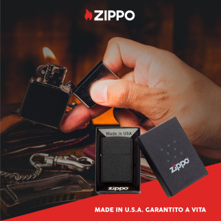 Zippo Accendino a Benzina Ricaricabile ed Antivento Black Crackle -