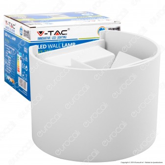 V-Tac VT-756 Lampada da Muro Wall Light Bianca con Doppio LED COB 6W