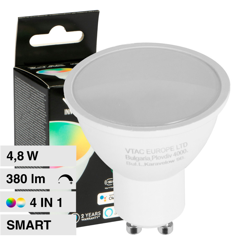 V-Tac Smart VT-2215 Lampadina LED Wi-Fi GU10 4.8W Faretto
