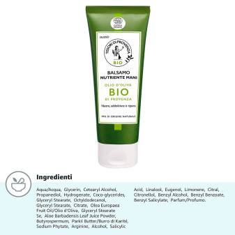 Tesori di Provenza Balsamo Nutriente Mani Crema con Olio D'Oliva Bio per pelli secche e screpolate