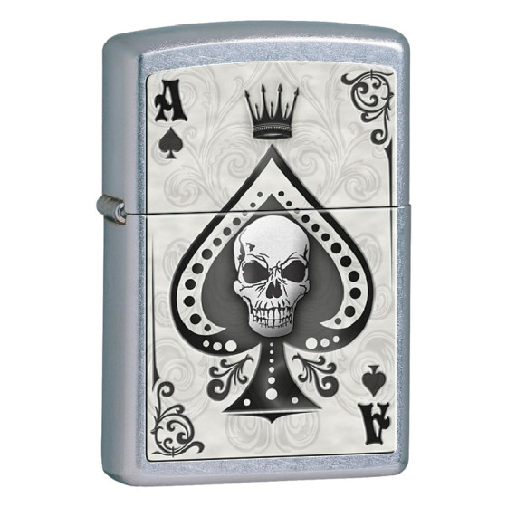 Zippo Accendino a Benzina Ricaricabile ed Antivento con Fantasia Ace Zippo Accendino a Benzina Ricaricabile ed Antivento con Fantasia Ace