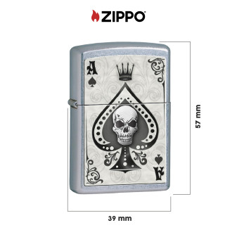 Zippo Accendino a Benzina Ricaricabile ed Antivento con Fantasia Ace