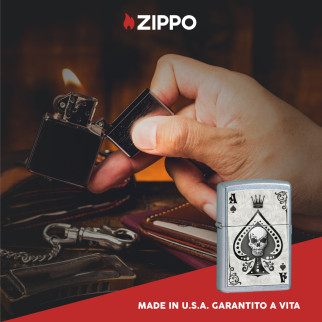 Zippo Accendino a Benzina Ricaricabile ed Antivento con Fantasia Ace