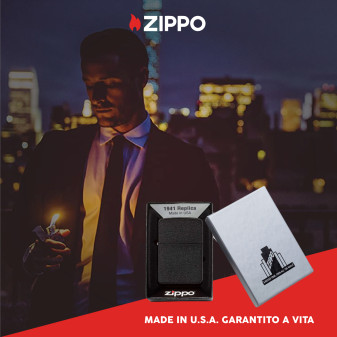 Zippo Accendino a Benzina Ricaricabile ed Antivento Black Crackle