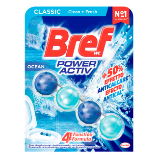 Bref Power Activ 4 Funzioni Tavoletta Igienizzante WC Effetto Anticalcare Profumo Ocean o Pine - 1