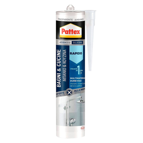 Pattex Bagni e Cucine Silicone Rapido Trasparente Multimateriale - Pattex Bagni e Cucine Silicone Rapido Trasparente Multimateriale -