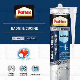 Pattex Bagni e Cucine Silicone Rapido Trasparente Multimateriale -
