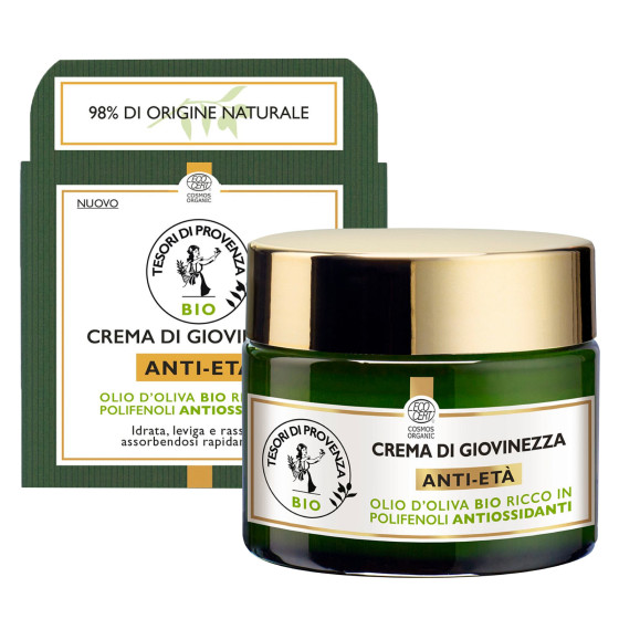 Tesori di Provenza Crema di Giovinezza Anti Età Giorno per Viso con Olio d'Oliva Biologico - Tesori di Provenza Crema di Giovinezza Anti Età Giorno per Viso con Olio d'Oliva Biologico -