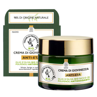 Tesori di Provenza Crema di Giovinezza Anti Età Giorno per Viso con Olio d'Oliva Biologico -