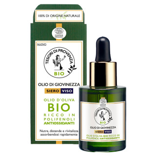 Tesori di Provenza Olio di Giovinezza Siero Viso Azione Antiossidante con Olio d'Oliva Biologico -