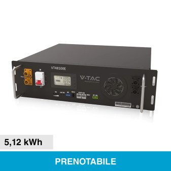 V-Tac VT48100E-P2 Batteria Rack LiFePO4 51.2V 100Ah 5.12kWh Lunga Durata per...