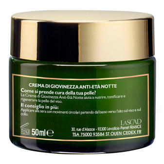 Tesori di Provenza Crema di Giovinezza Anti Età Notte per Viso con Olio d'Oliva Biologico -