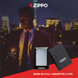 Accendino Zippo mod. 230 Brushed Chrome Vintage with Slashes
