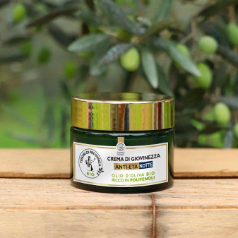 Tesori di Provenza Crema di Giovinezza Anti Età Notte per Viso con Olio d'Oliva Biologico -