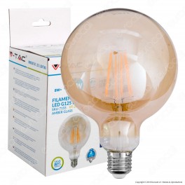 V-Tac VT-2018D Lampadina LED E27 8W Globo G125 Filamento Ambrata