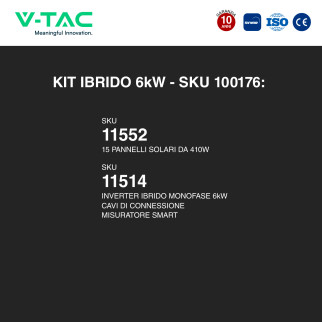 V-Tac Kit 6.15kW 15 Pannelli Solari Fotovoltaici 410W IP68 +