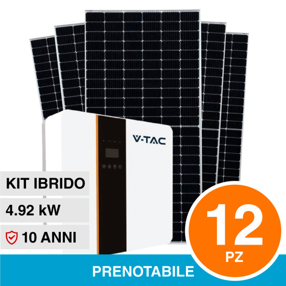 V-Tac Kit 4.92kW 12 Pannelli Solari Fotovoltaici 410W IP68 + V-Tac Kit 4.92kW 12 Pannelli Solari Fotovoltaici 410W IP68 +