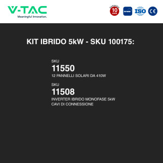 V-Tac Kit 4.92kW 12 Pannelli Solari Fotovoltaici 410W IP68 +