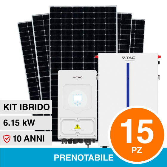 V-Tac Kit 6.15kW 15 Pannelli Solari Fotovoltaici 410W IP68 + V-Tac Kit 6.15kW 15 Pannelli Solari Fotovoltaici 410W IP68 +