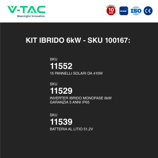 V-Tac Kit 6.15kW 15 Pannelli Solari Fotovoltaici 410W IP68 +