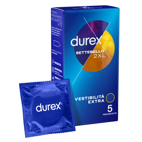 Preservativi Durex Settebello 2XL Extra Large - Confezione da 5 Profilattici Preservativi Durex Settebello 2XL Extra Large - Confezione da 5 Profilattici