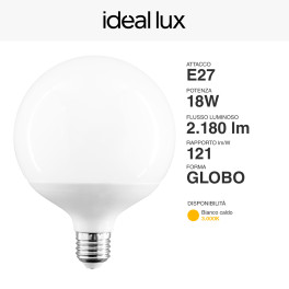 Ideal Lux Lampadina LED E27 18W Bulb G120 Globo SMD - mod. 151786
