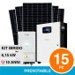 V-Tac Kit 6.15kW 15 Pannelli Solari Fotovoltaici 410W IP68 + Inverter Monofase LCD + Batteria LiFePO4 CEI 0-21 - SKU 100170