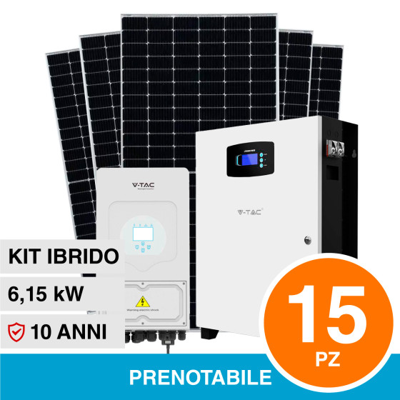 V-Tac Kit 6.15kW 15 Pannelli Solari Fotovoltaici 410W IP68 +