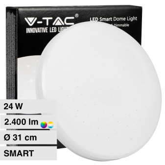 V-Tac Smart VT-5184 Plafoniera LED Rotonda 24W SMD RGB+W Dimmerabile CCT Changing Color Effetto