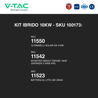 V-Tac Kit 9.84kW 24 Pannelli Solari Fotovoltaici 410W IP68 +