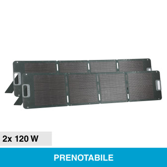 V-Tac VT-10240 Kit 2 Pannelli Solari Fotovoltaici 2x120W Pieghevoli IP67 Portatili con Cover