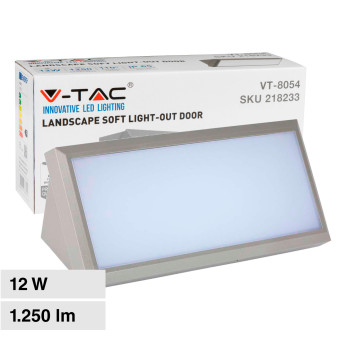 V-Tac VT-8054 Lampada LED da Muro 12W Wall Light SMD Colore Grigio Applique IP65 - SKU 218233 /