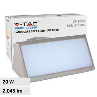 V-Tac VT-8055 Lampada LED da Muro 20W Wall Light SMD Colore Grigio Applique IP65 - SKU 218236 /