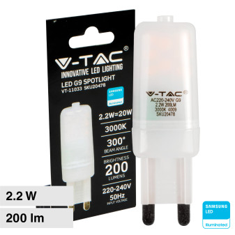 V-Tac VT-11033 Lampadina LED G9 2.2W Tubolare Spotlight SMD
