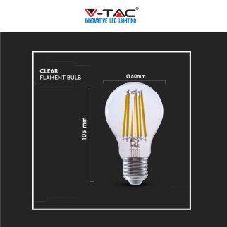 V-Tac VT-2334 Lampadina LED E27 4W Bulb A60 Goccia Filament in