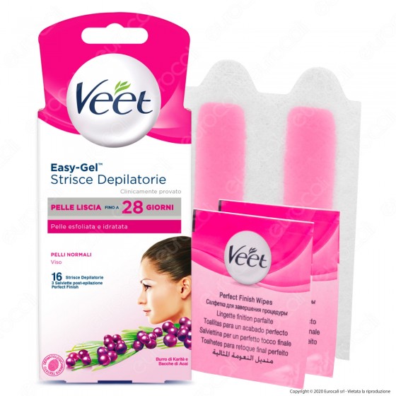 Veet Strisce Depilatorie Viso Easy Gelwax Technology per Pelli Veet Strisce Depilatorie Viso Easy Gelwax Technology per Pelli