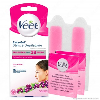 Veet Strisce Depilatorie Viso Easy Gelwax Technology per Pelli