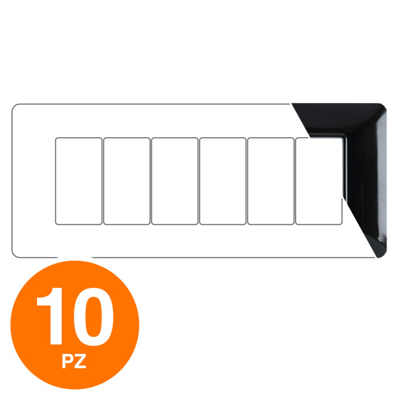 MAPAM Placca Tecnopolimero JOY 6P Nero - Confezione 10pz - mod. M8007-02 - Compatibile con BTicino MAPAM Placca Tecnopolimero JOY 6P Nero - Confezione 10pz - mod. M8007-02 - Compatibile con BTicino