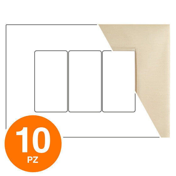 MAPAM Placca Tecnopolimero ART 3P Oro - Confezione 10pz - mod. 8003-13 - Compatibile con BTicino MAPAM Placca Tecnopolimero ART 3P Oro - Confezione 10pz - mod. 8003-13 - Compatibile con BTicino