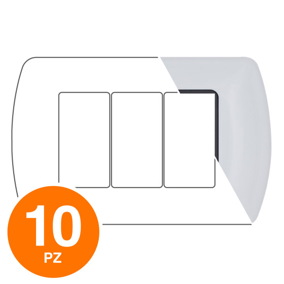 MAPAM Placca Metallo ART 8803-01 3P Bianco - Confezione 10pz - mod. 8803-01 - Compatibile con MAPAM Placca Metallo ART 8803-01 3P Bianco - Confezione 10pz - mod. 8803-01 - Compatibile con