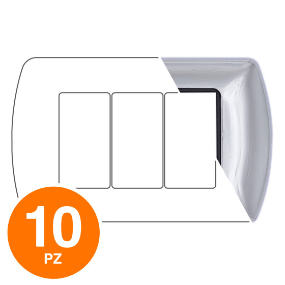 MAPAM Placca Metallo ART 8803-04 3P Cromo - Confezione 10pz - mod. 8803-04 - Compatibile con MAPAM Placca Metallo ART 8803-04 3P Cromo - Confezione 10pz - mod. 8803-04 - Compatibile con