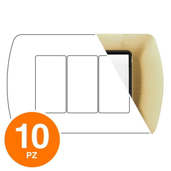 MAPAM Placca Metallo ART 8803-06 3P Oro Spazzolato - Confezione 10pz - mod. 8803-06 - Compatibile MAPAM Placca Metallo ART 8803-06 3P Oro Spazzolato - Confezione 10pz - mod. 8803-06 - Compatibile