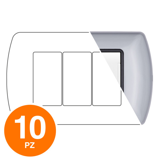 MAPAM Placca Metallo ART 8803-07 3P Grigio Chiaro - Confezione 10pz - mod. 8803-07 - Compatibile MAPAM Placca Metallo ART 8803-07 3P Grigio Chiaro - Confezione 10pz - mod. 8803-07 - Compatibile