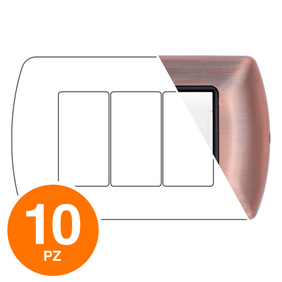 MAPAM Placca Metallo ART 8803-10 3P Rame - Confezione 10pz - mod. 8803-10 - Compatibile con BTicino MAPAM Placca Metallo ART 8803-10 3P Rame - Confezione 10pz - mod. 8803-10 - Compatibile con BTicino