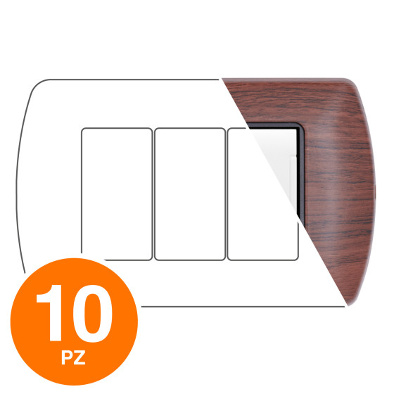 MAPAM Placca Metallo ART 8803-12 3P Ciliegio - Confezione 10pz - mod. 8803-12 - Compatibile con MAPAM Placca Metallo ART 8803-12 3P Ciliegio - Confezione 10pz - mod. 8803-12 - Compatibile con